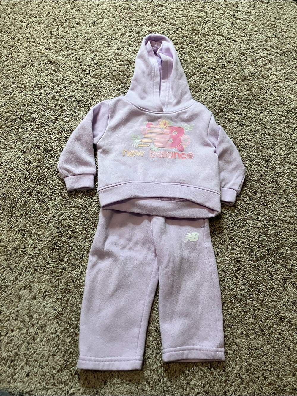 New Balance Girls Lilac Hoodie & Sweatpants Set with Pastel Logo